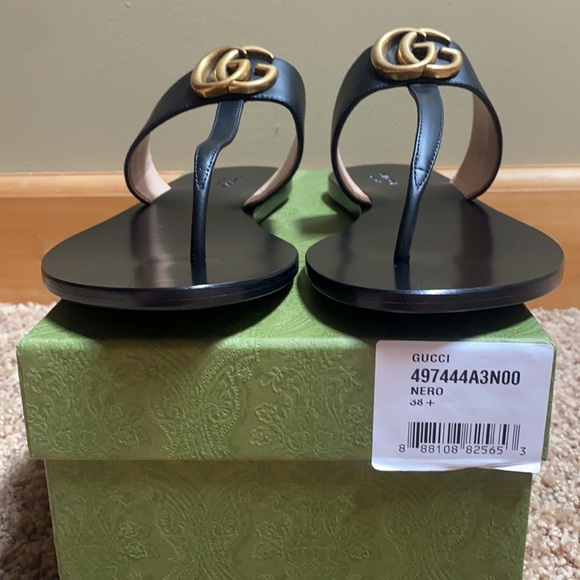 Gucci Leather thong sandal with Double G - Picture 3 of 7